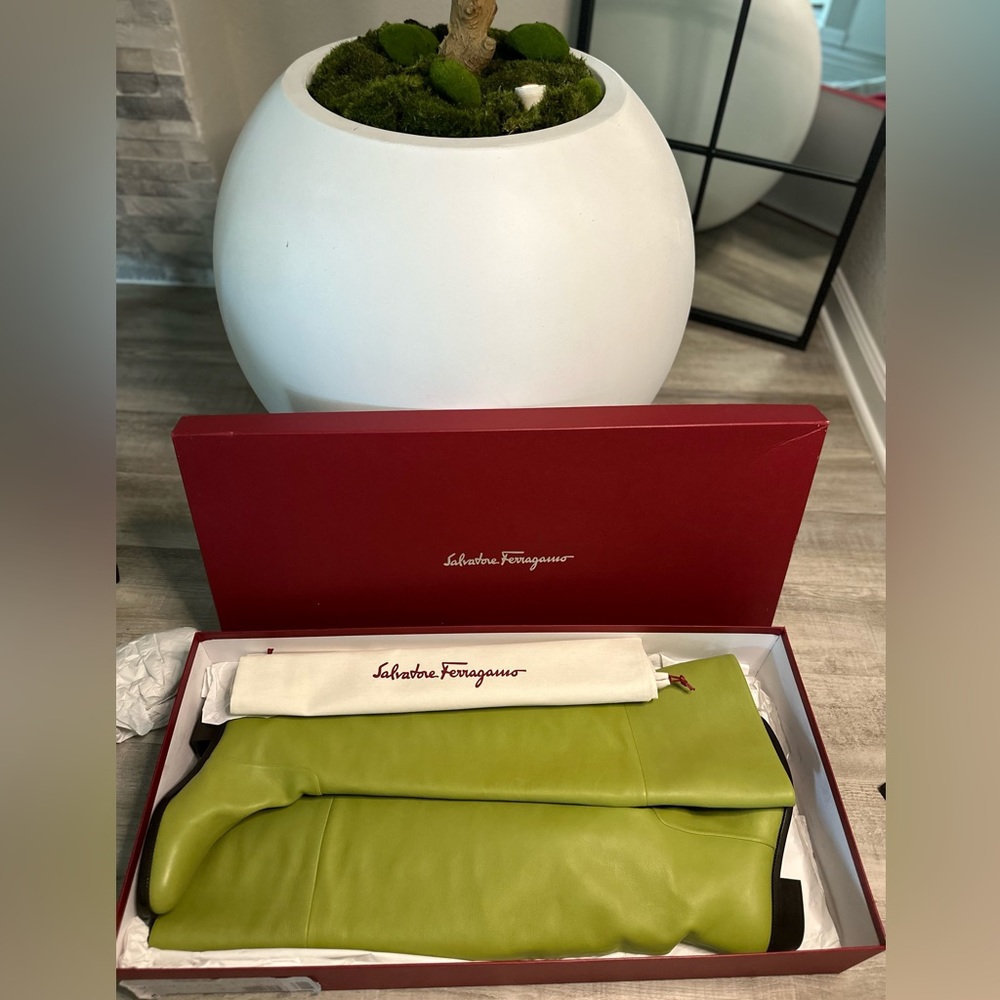 Salvatore Ferragamo Bucaneve Leather Over-the-knee Boots